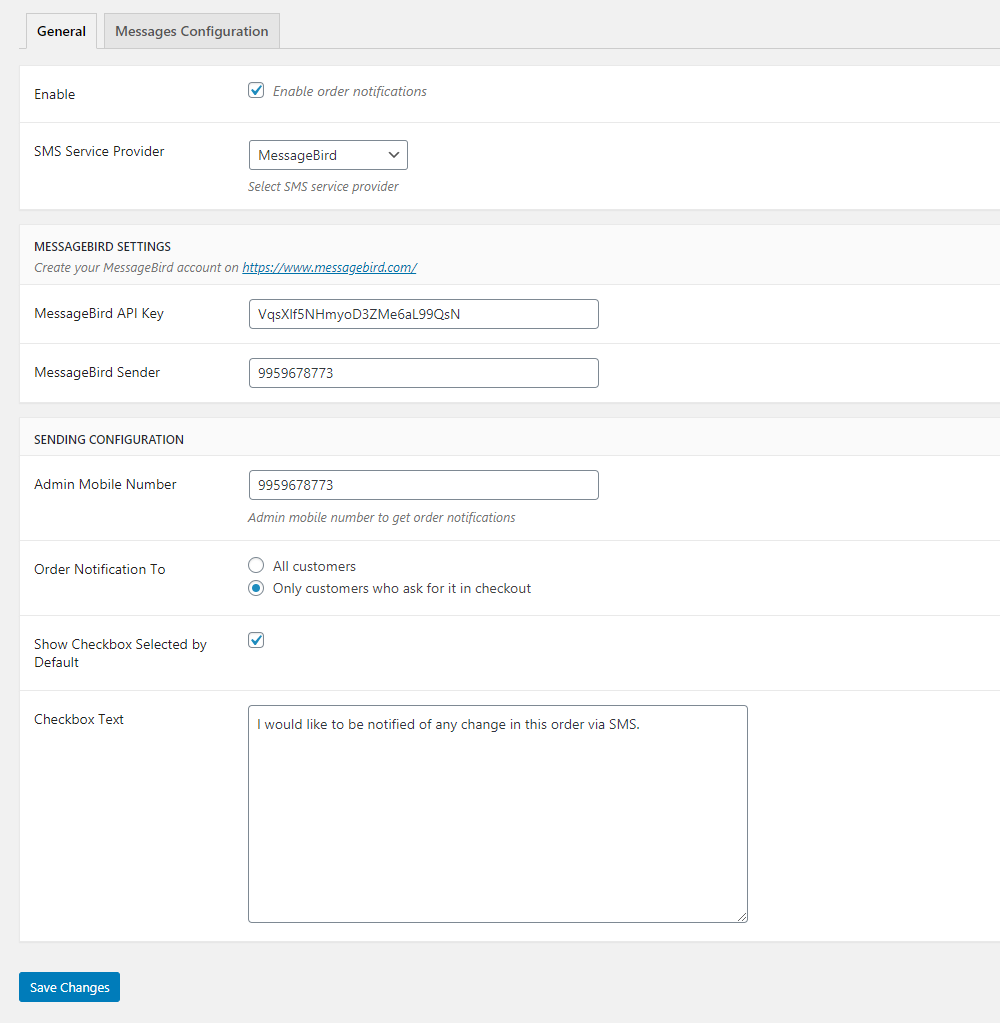 Admin General Settings